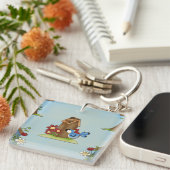 Blue Bird Birdhouse Schlüsselanhänger (Vorderseite rechts)