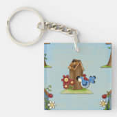 Blue Bird Birdhouse Schlüsselanhänger (Vorderseite)