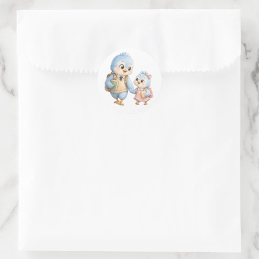 Blue Bird Bruder Schwester Kreis Aufkleber (Tasche)