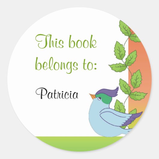 Blue Bird Buchzeichen Stickers (Vorderseite)