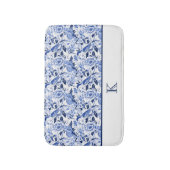 Blue Bird Chinoiserie Monogram  Badematte (Vorderseite Vertikal)