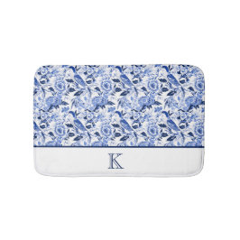 Blue Bird Chinoiserie Monogram  Badematte