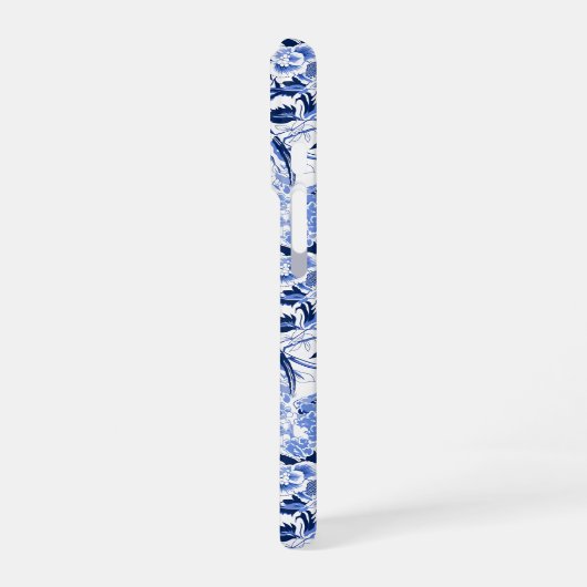 Blue Bird Chinoiserie Monogram iPhone Hülle (Linke Seite)