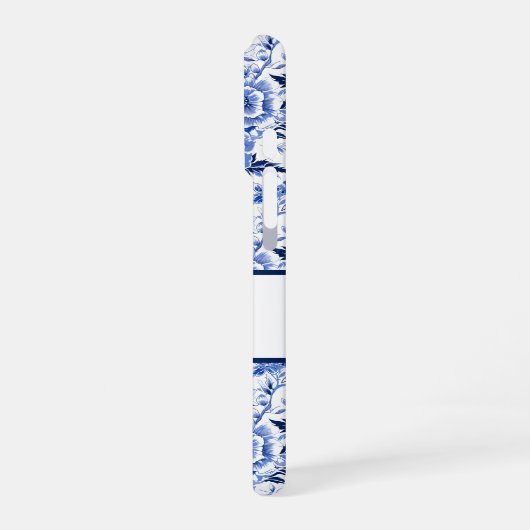 Blue Bird Chinoiserie Monogram  iPhone Hülle (Linke Seite)