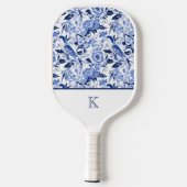 Blue Bird Chinoiserie Monogram  Pickleball Schläger (Rückseite)