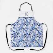 Blue Bird Chinoiserie Monogram  Schürze (Vorderseite)