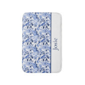 Blue Bird Chinoiserie Monogramm Badematte (Vorderseite Vertikal)