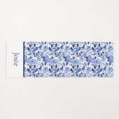 Blue Bird Chinoiserie Monogramm Yogamatte (Vorderseite (Horizontal))