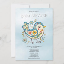 Blue Bird Floral Baby Dusche