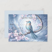Blue Bird Floral Baby Shower Begleitkarte (Vorne/Hinten)