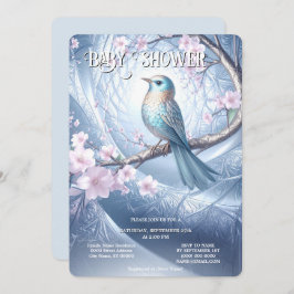 Blue Bird Floral Baby Shower Invitation Einladung