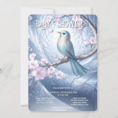 Blue Bird Floral Baby Shower Invitation Einladung (Vorderseite)