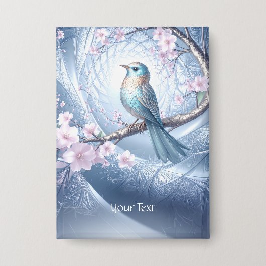 Blue Bird Floral Button (Vorderseite)