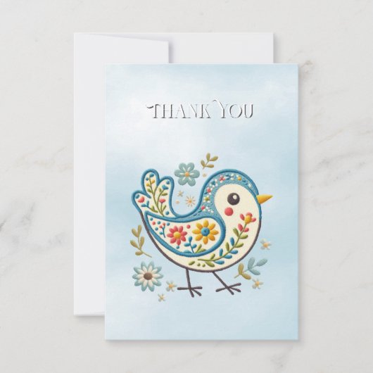 Blue Bird Floral Danke Karte (Vorderseite)