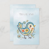 Blue Bird Floral Danke Karte (Vorne/Hinten)