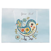 Blue Bird Floral Geschenktasche Große Geschenktüte (Rückseite)