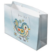 Blue Bird Floral Geschenktasche Große Geschenktüte (Rückseite Schrägansicht)