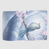 Blue Bird Floral Golf Towel Golfhandtuch (Horizontal)