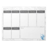 Blue Bird & Floral Muster Wochenkalender Notepad Notizblock (Vorderseite)