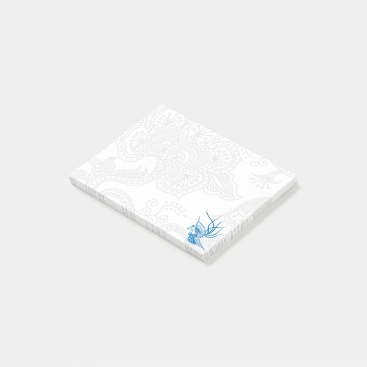 Blue Bird & Floral Notes Post-it Klebezettel (angewinkelt)