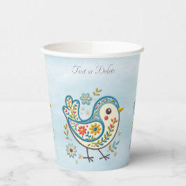 Blue Bird Floral Paper Cups Pappbecher