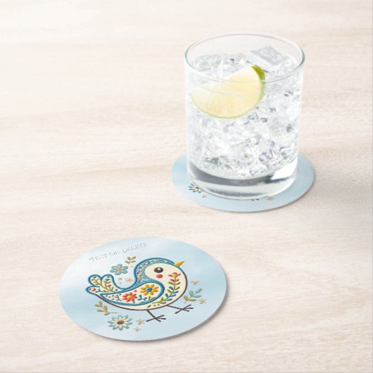 Blue Bird Floral Paper Untersetzer (Vor Ort)