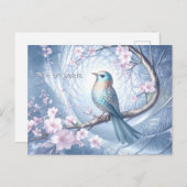 Blue Bird Floral Postcard Postkarte (Vorne/Hinten)