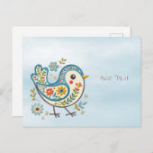 Blue Bird Floral Postcard Postkarte (Vorne/Hinten)