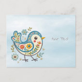 Blue Bird Floral Postcard Postkarte (Vorderseite)