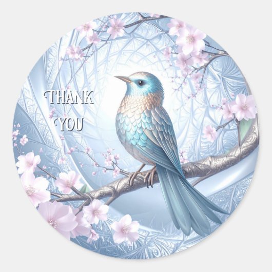 Blue Bird Floral Sticker (Vorderseite)