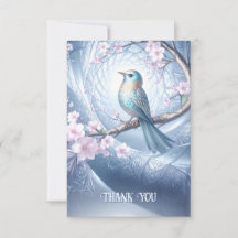 Blue Bird Floral Thank You Card