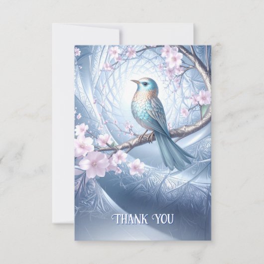 Blue Bird Floral Thank You Card Dankeskarte (Vorderseite)