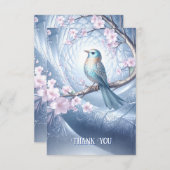 Blue Bird Floral Thank You Card Dankeskarte (Vorne/Hinten)