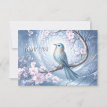 Blue Bird Floral Thank You Card