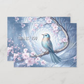 Blue Bird Floral Thank You Card Dankeskarte (Vorne/Hinten)