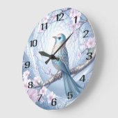 Blue Bird Floral Wall Clock Große Wanduhr (Winkel)