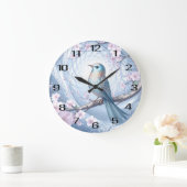 Blue Bird Floral Wall Clock Große Wanduhr (Zuhause)