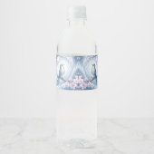 Blue Bird Floral Water Bottle Label Wasserflaschenetikett (Vorderseite)