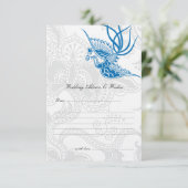 Blue Bird & Floral Wedding Advice Cards Hinweiskarte (Stehend Vorderseite)