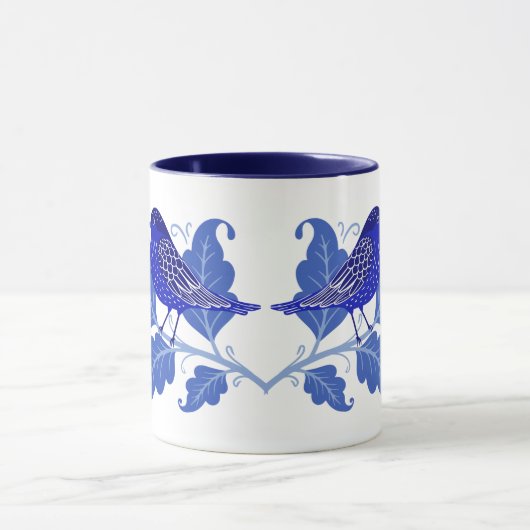 Blue Bird Folk Art Tasse (Zentrum)