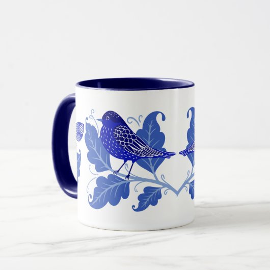 Blue Bird Folk Art Tasse (Vorderseite Links)