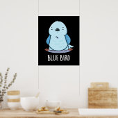 Blue Bird Funny Animal Pub Dark BG Poster (Küche)