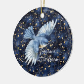 Blue Bird Gold Leaves Dream Keramik Ornament (Links)
