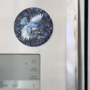 Blue Bird Gold Leaves Traum Magnet