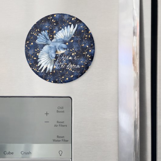 Blue Bird Gold Leaves Traum Magnet (In Situ (Kühlschrank))