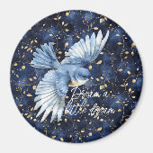 Blue Bird Gold Leaves Traum Magnet (Vorne)