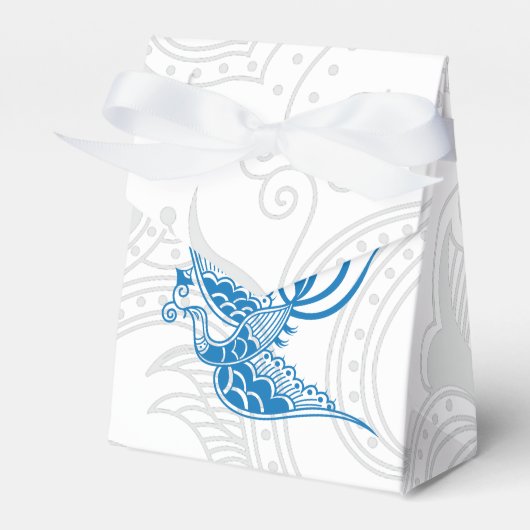 Blue Bird & Henna Swirl Gefallen Box Geschenkschachtel (Vorderseite)