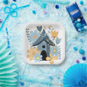 Blue Bird House Pappteller (Party)