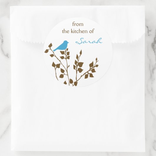 Blue Bird Name Baking and Canning Runder Aufkleber (Tasche)