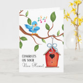 Blue Bird Neue Zuhause Glückwunsch Grußkarte Karte (Gelbe Blume)